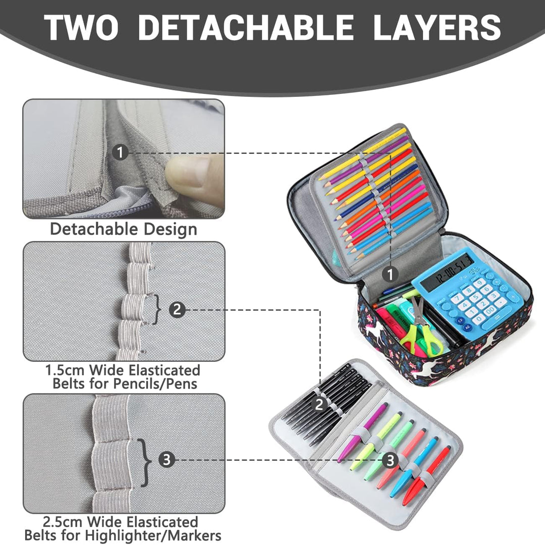 VASCHY Grosse Federmäppchen, Multi Fächer Mäppchen Organizer 72 Stück Etui Schule Federmappe Federta