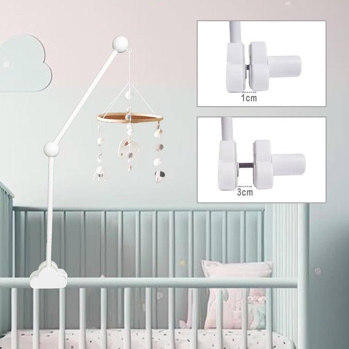 Mobile Halterung Weiss, AolKee Mobile Halterung Holz, Mobile Baby, Abnehmbarer Verstellbarer Kinderb