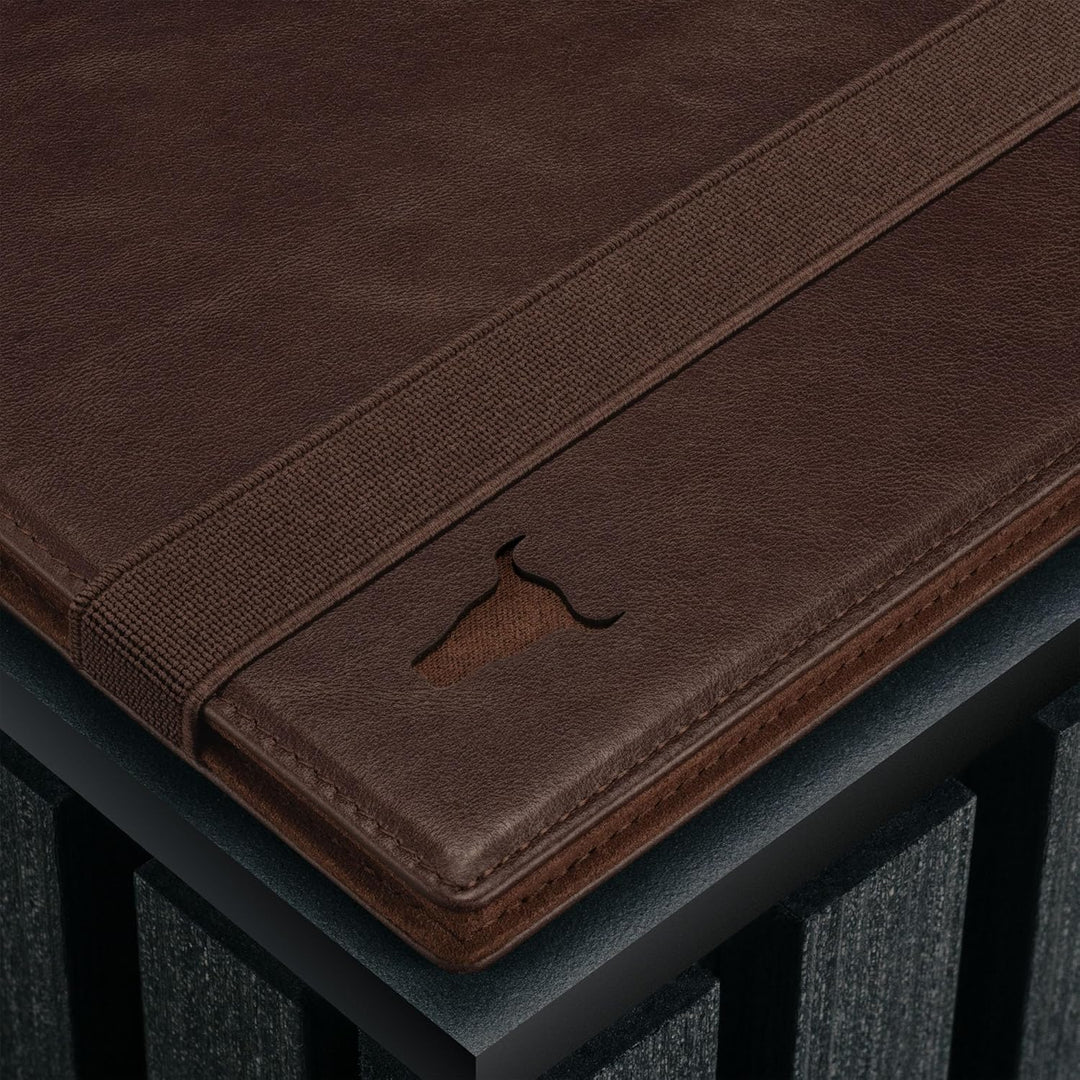 TORRO Echtleder Hardback Notizbuch [Nachfüllbar] [Stiftschlaufe] [Gummiband] [Liniertes Papier] (A5