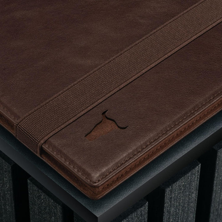 TORRO Echtleder Hardback Notizbuch [Nachfüllbar] [Stiftschlaufe] [Gummiband] [Liniertes Papier] (A5