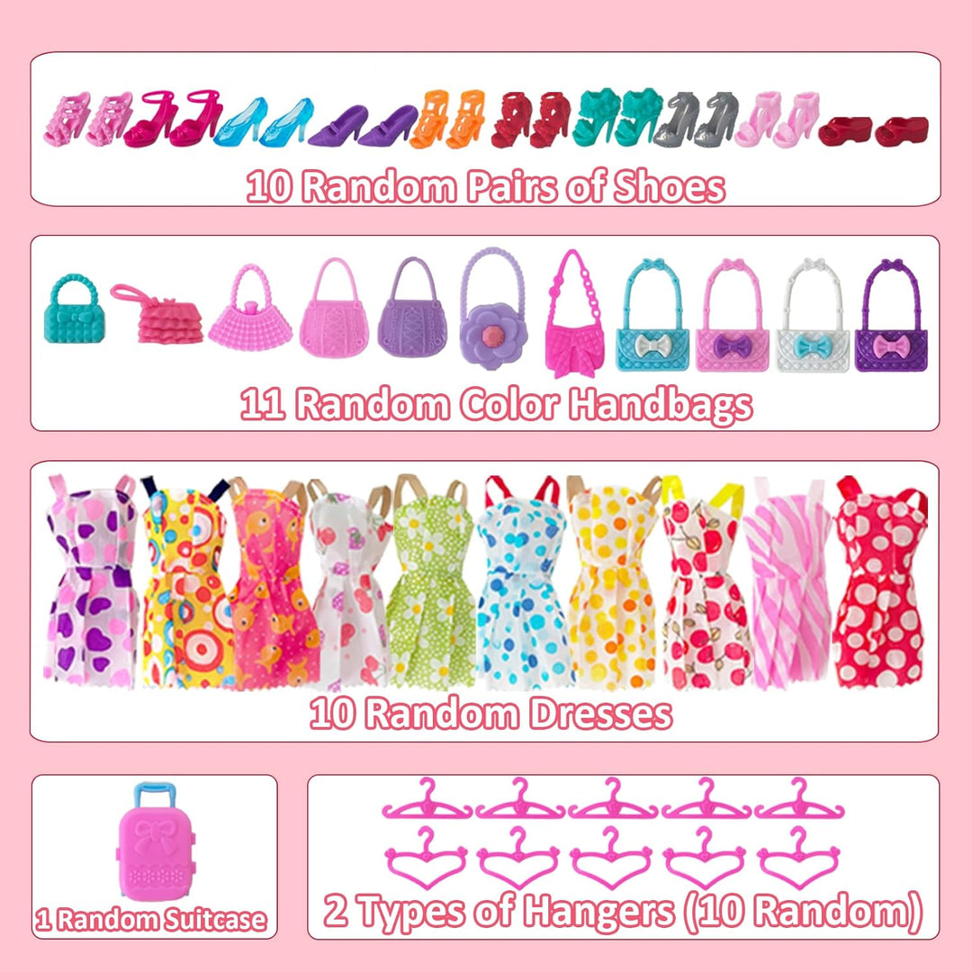 Puppen Kleiderschrank Set 63 Zubehör, für 11,5 Zoll Mädchen Puppen, für Puppe Kleidung, Einschliessl