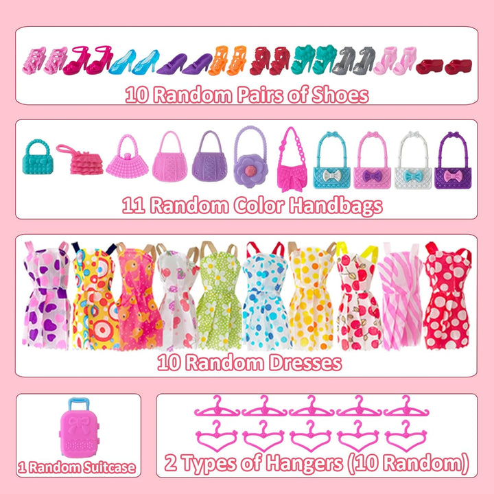 Puppen Kleiderschrank Set 63 Zubehör, für 11,5 Zoll Mädchen Puppen, für Puppe Kleidung, Einschliessl
