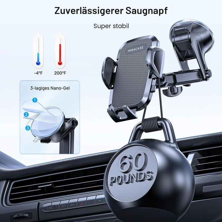 Miracase Handyhalterung Auto[Verbesserter Saugnapf&Metall-Doppelhaken] Handyhalter Auto Lüftung Arma