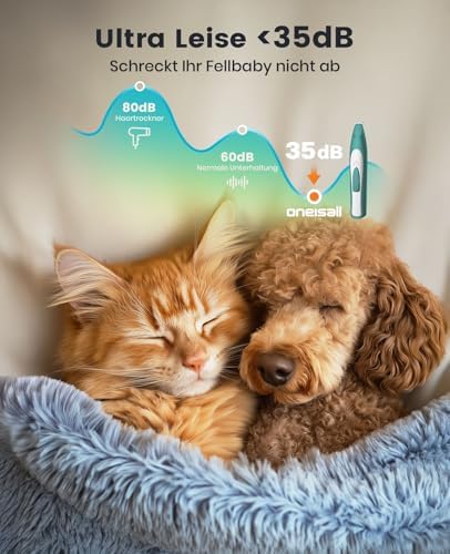 oneisall Pfotentrimmer für Hunde extra leise, Kabeloser Hundepfoten Trimmer, Wiederaufladbar Scherma