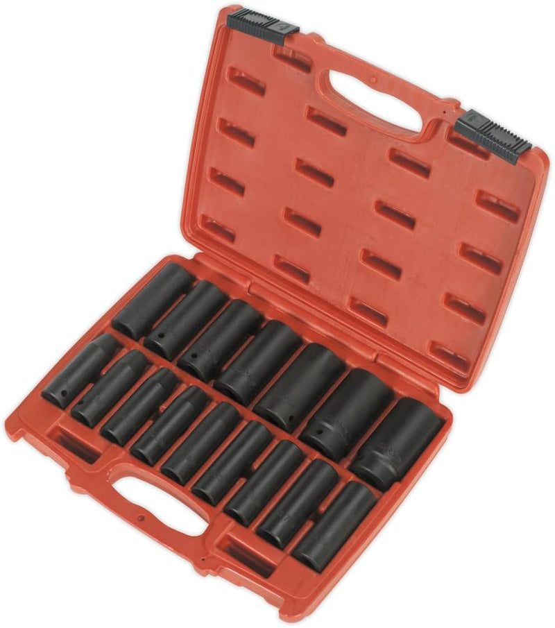 SEALEY Steckschlüssel-16PC 1/2 "SQ DRIVE Tief Metric... Metrischer tiefer Antrieb Einzelbett, Metris