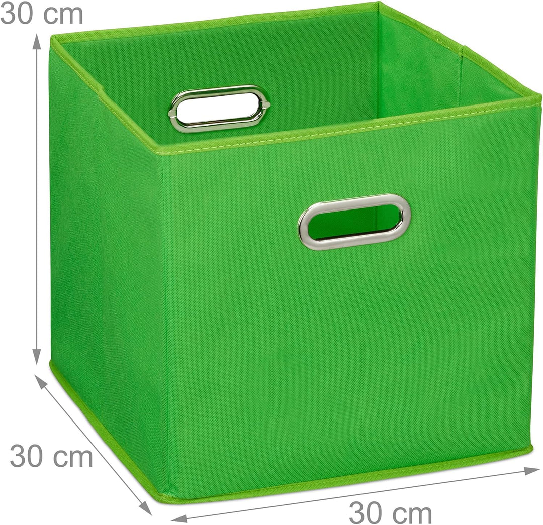 Relaxdays Aufbewahrungsbox 4er Set, Faltbare Regalboxen, HxBxT: 30x30x30 cm, mit Griffen, Faltboxen