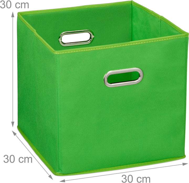 Relaxdays Aufbewahrungsbox 4er Set, Faltbare Regalboxen, HxBxT: 30x30x30 cm, mit Griffen, Faltboxen