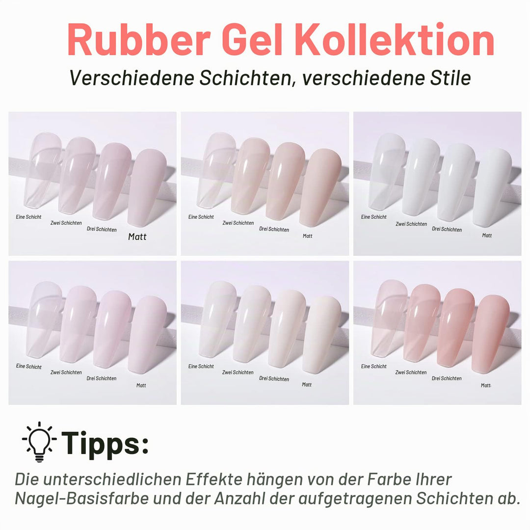 AIMEILI Rubber Base Gel Set 6pcs Rubber Base Coat Soak Off UV LED Nägel Unterlack Gel Nagellack Mani