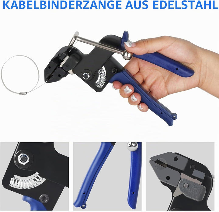 200 Stück Edelstahl Kabelbinder und Kabelbinderzange Kabelbinder Metall Lochband Edelstahl 4,6 x 300