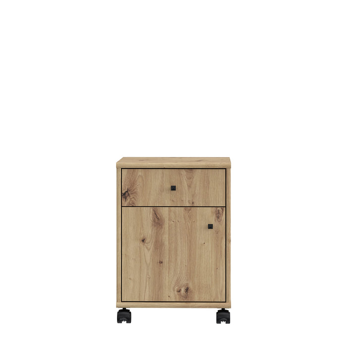 Forte Tempra 2 Rollcontainer mit 1 Tür und 1 Schublade, Holzwerkstoff, Artisan Eiche Dekor, B x H x