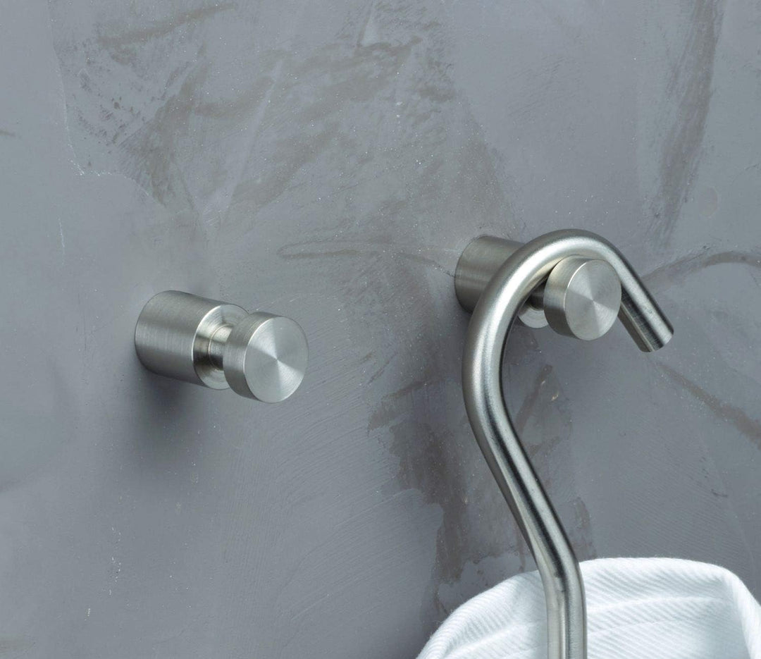 PHOS Design, HG16-30, Edelstahl Wandhaken 2er-Set, Ø16 mm, Länge 30 mm, matt geschliffen, verdeckte