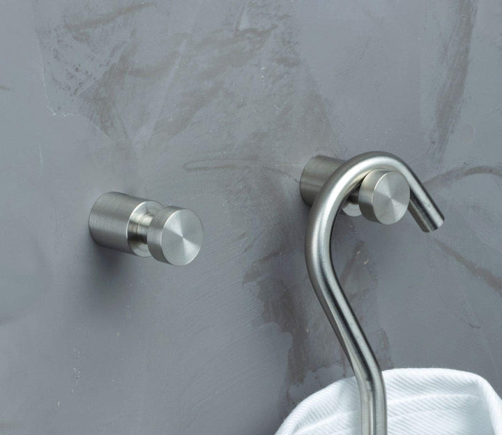 PHOS Design, HG16-30, Edelstahl Wandhaken 2er-Set, Ø16 mm, Länge 30 mm, matt geschliffen, verdeckte