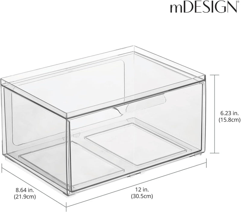 mDesign Weite Aufbewahrungsbox mit Schublade – stabile Schubladenbox aus Kunststoff für den Kleiders