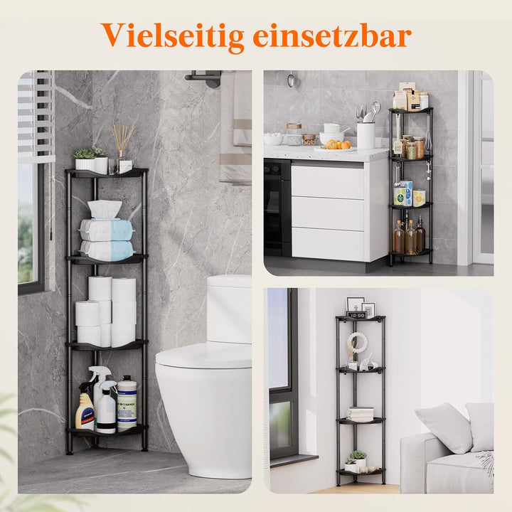 Lifewit Duschablage Stehend, 4 Ablagen Kunststoff Duschregal Ohne Bohren, Höhen Verstellbar Duschreg