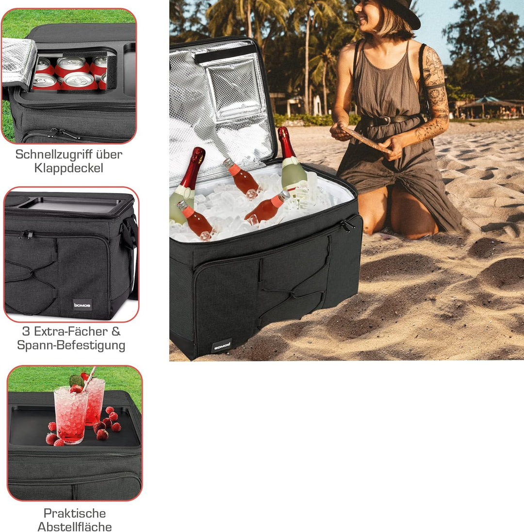 bomoe Kühltasche faltbar 25l/45l/52l - Outdoor Kühlbox 16h Kühlfunktion mit Trageriemen, wasserdicht