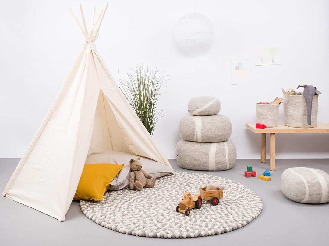 myfelt Hella Filzkugelteppich — Ø 50 cm, ideal für Schlaf-, Wohn-, Kinderzimmer, Flur & Bad 50cm Ø W