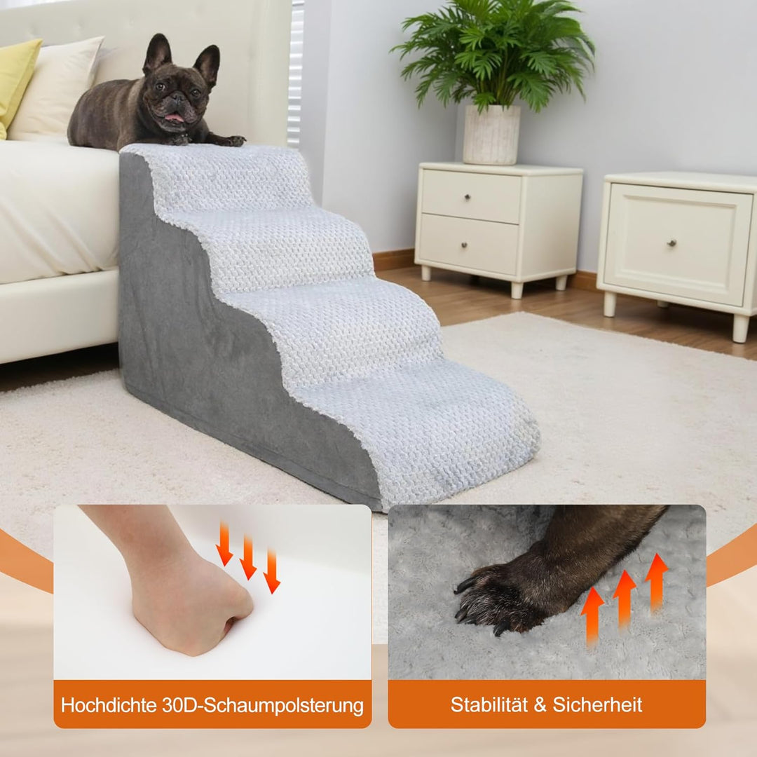 KSIIA Hundetreppe 4 Stufen, 50cm Hoch Haustiertreppe Hundetreppe für Kleine Hunde, Katzentreppe Hund