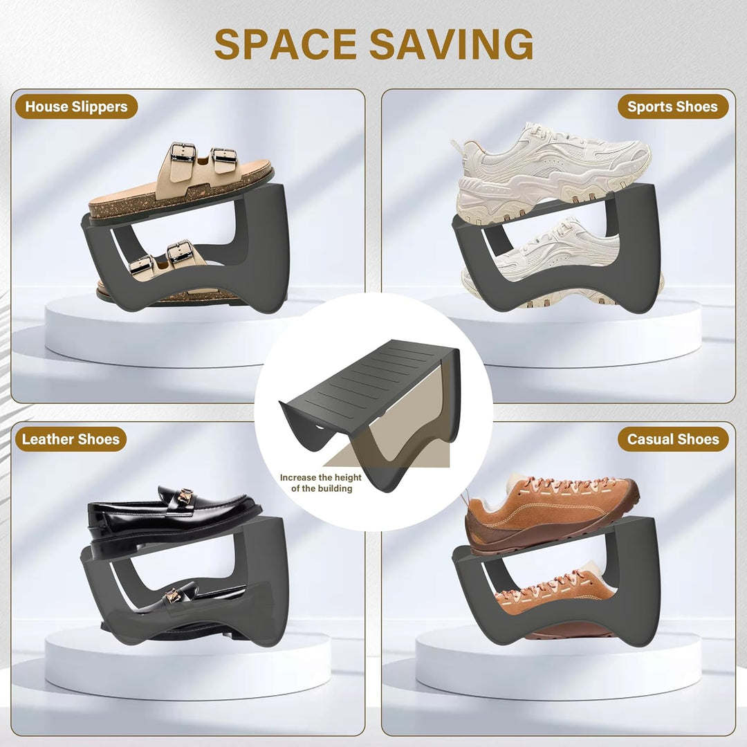 20 Stück rutschfest Schuhschlitz Organizer, Doppelschicht Schuhhalter, Schuhorganizer Schuhstapler a