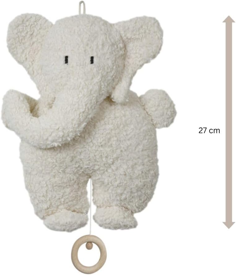 Efie Spieluhr Elefant aus Bio-Baumwolle (KBA), GOTS-Zertifiziert, waschbar, handgefertigt - Melodie: