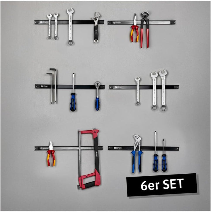Dönges Magnetleiste 6er Set - Werkzeughalter Wand | 46cm aus Stahl | 23kg Tragkraft | Magnetischer W