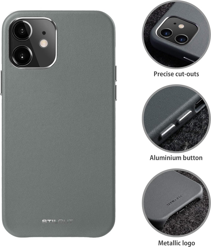 STILGUT Cover kompatibel mit iPhone 12 Mini Case aus Leder, Lederhülle, Hülle aus Leder, Ledercase -