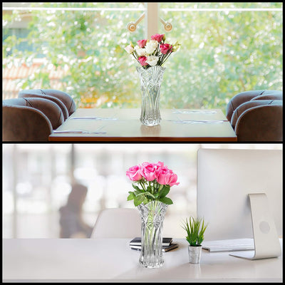 Kurtzy Blumen Vasen Set Kristall Glasvase Rund (2er Pack) 24,5 cm Hohe Vase - Moderne Dekorative Mel