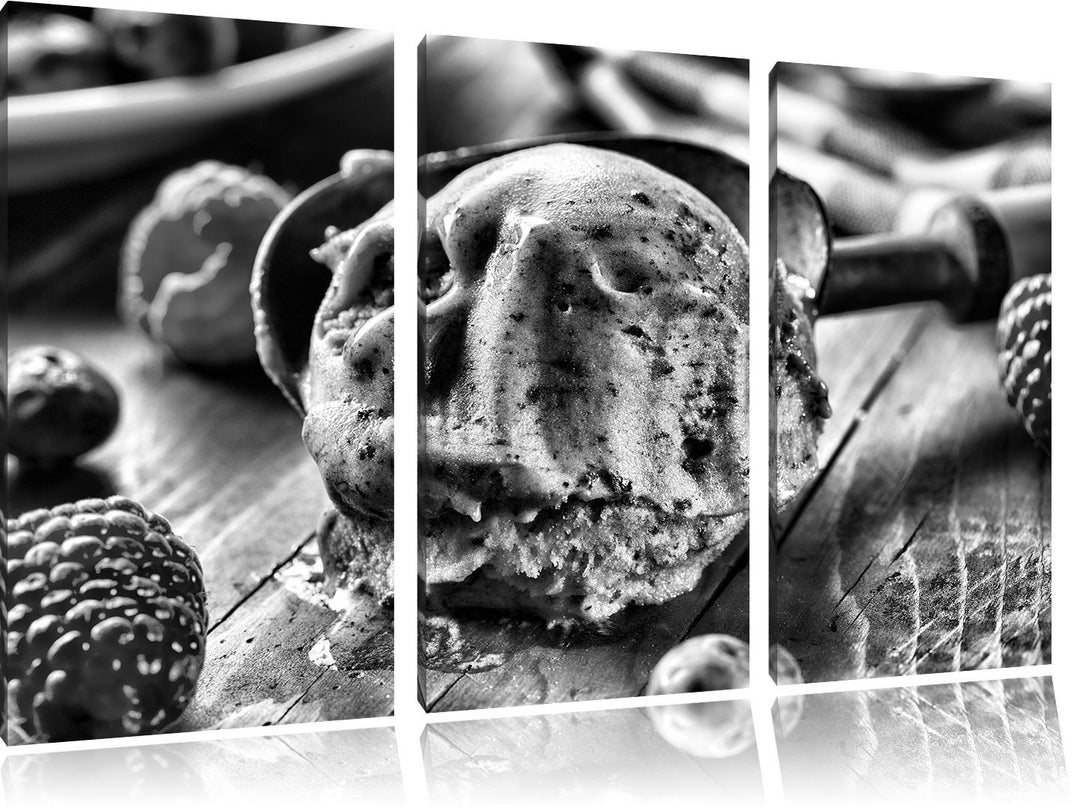Pixxprint Köstliches Beeren EIS als Leinwandbild/Grösse: 3 Teilig (120x80) cm/Wandbild/Kunstdruck/fe
