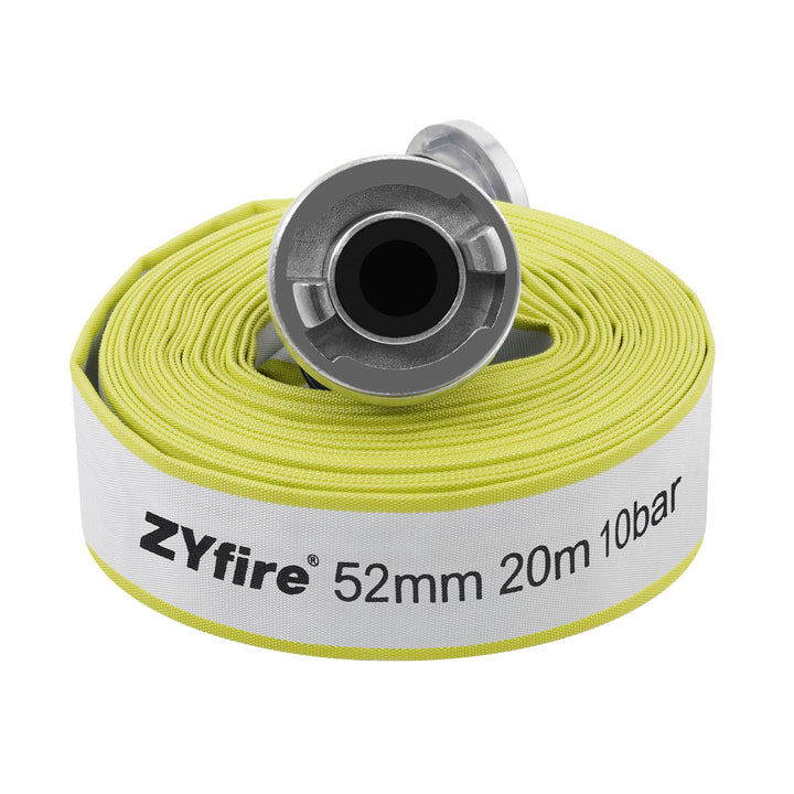 ZYfire Feuerwehrschlauch 52mm x 20m | 2 Zoll Feuerschlauch mit C-Storz Kupplung | flexibler Wassersc