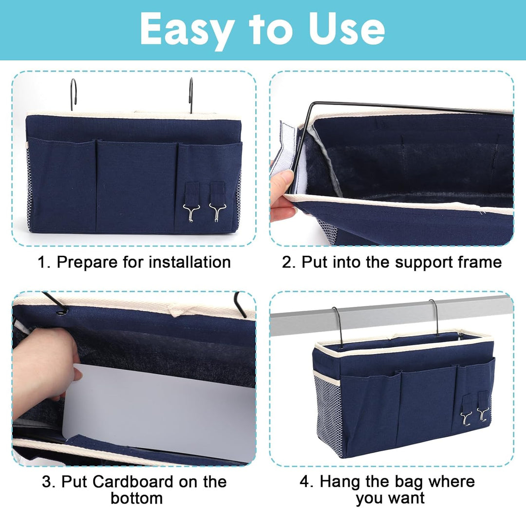 2 Pack Nachttisch-Hängeaufbewahrung Hängeorganizer mit 3 Fächern, Bett Organizer zum Einhängen, Häng