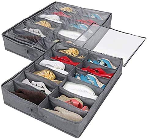 12 Taschen grosse aufbewahrungsboxen unter dem Bett Schuhe ordentlich Organizer, Faltbarer Stoff-Hal