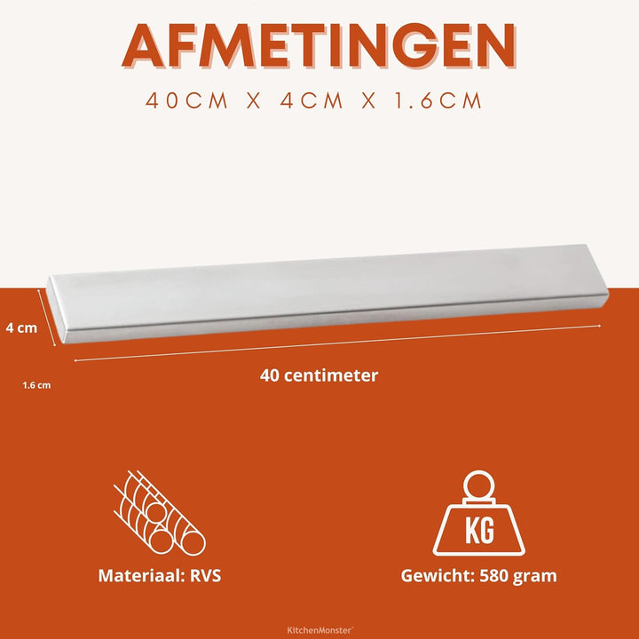 KitchenMonster® Magnetleiste Messer 40 cm - Messerhalter Magnetisch Inclusive Klebeband Tape (3M) un