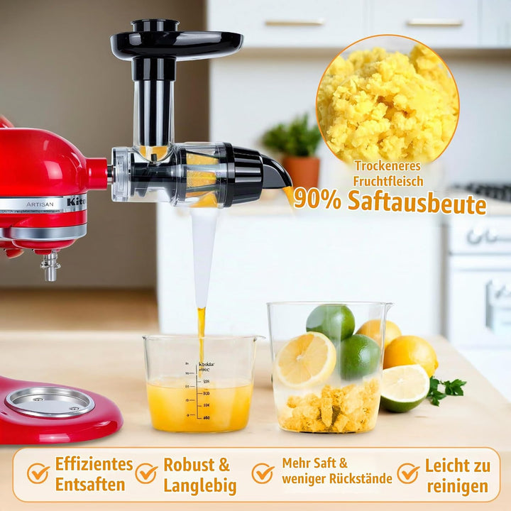 Kauender Entsafter Aufsatz, Kompatibel mit Kitchen Aid Standmixern, Kaltpressen Entsafter Aufsatz mi