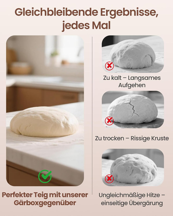 faltbare Brot-Gärbox mit Temp von 20–55°C und Timer von 0–99 h，mit Rost + Schale–für Sauerteig herst