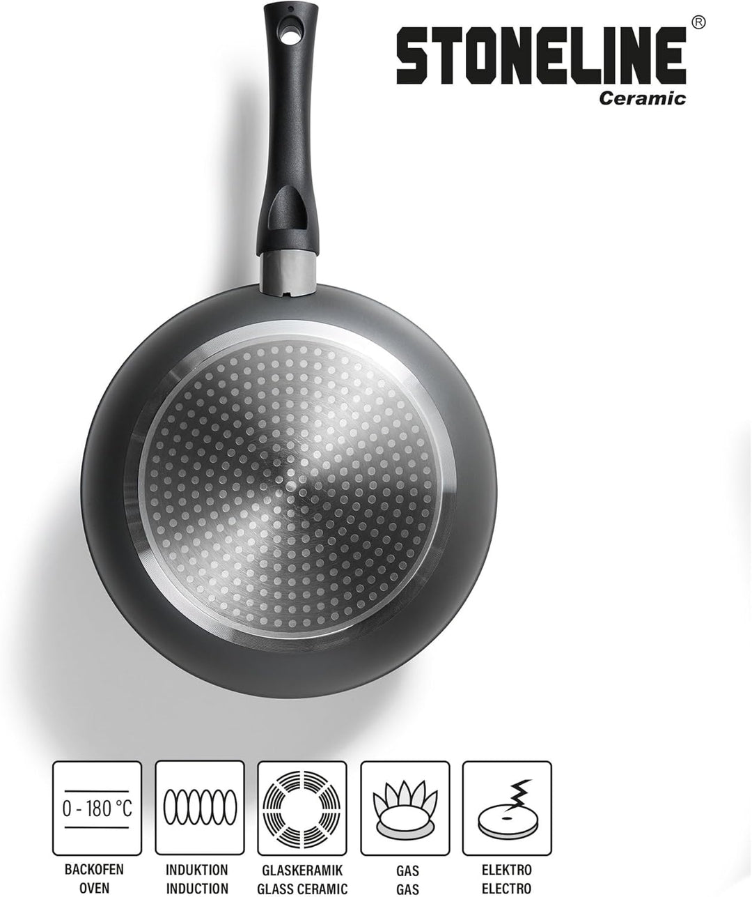 STONELINE Ceramic Keramikpfanne Töpfe Set 16 teilig 18/20/24/28 cm Töpfe Pfannen PFAS-frei Topfset P