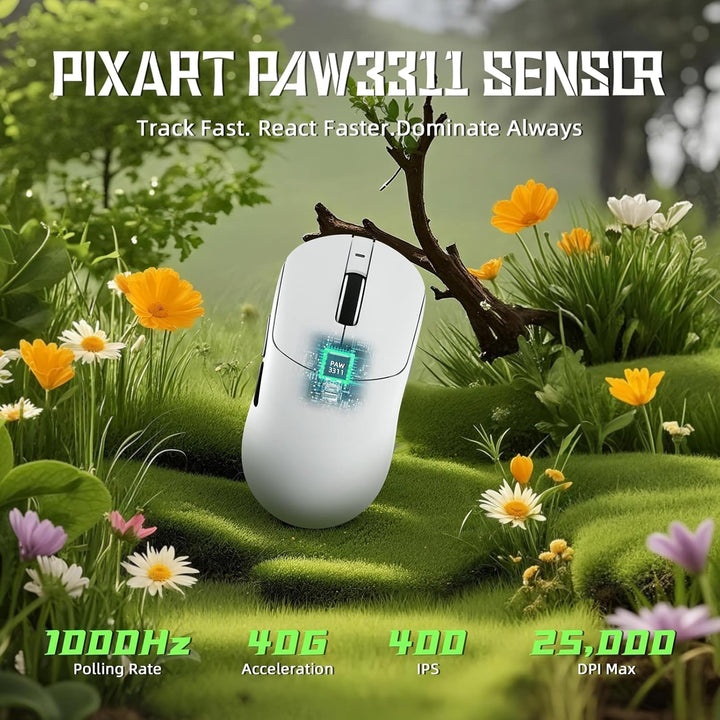 ATTACK SHARK X8SE Kabellose Gaming-Maus, 55g Ultraleicht, PAW3311 Sensor, BK52820 Chip, 25.000 DPI,