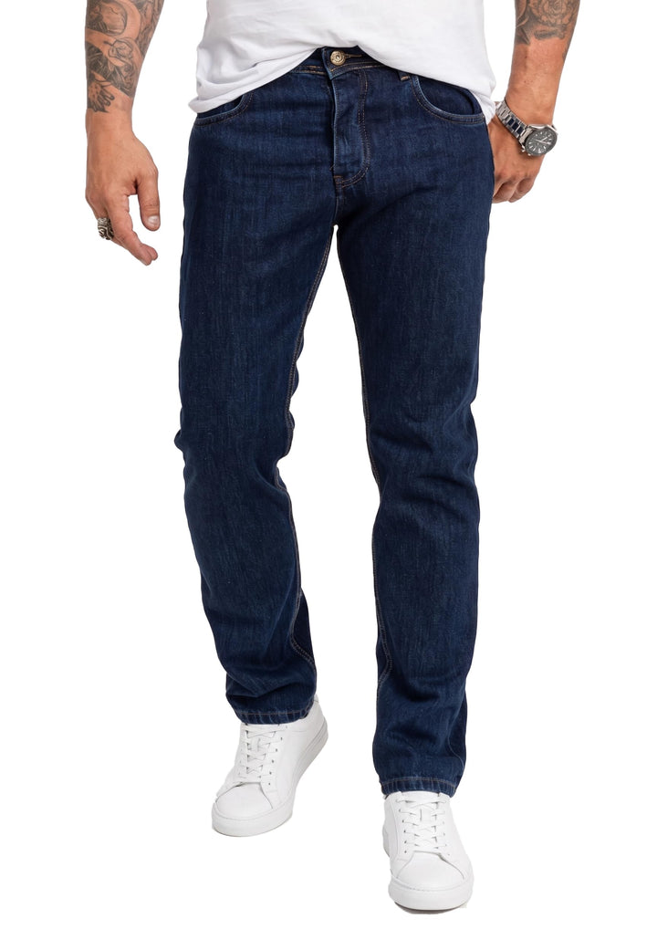 Rock Creek Herren Jeans Hose Denim Blau Straight-Cut Gerades Bein RC-2091 29W / 30L Dunkelblau - Rc-