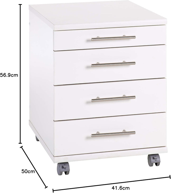 Möbelpartner Rollcontainer Colors, 701399, Weiss, ca. 41,6 x 50 x 56,9 cm, Weiss