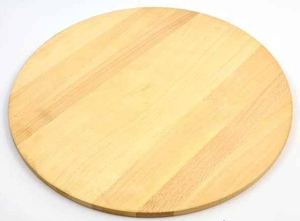 Wooden World Runder Pizzateller aus massivem Holz, Schneidebrett mit Griff, zum Servieren von Pizza,