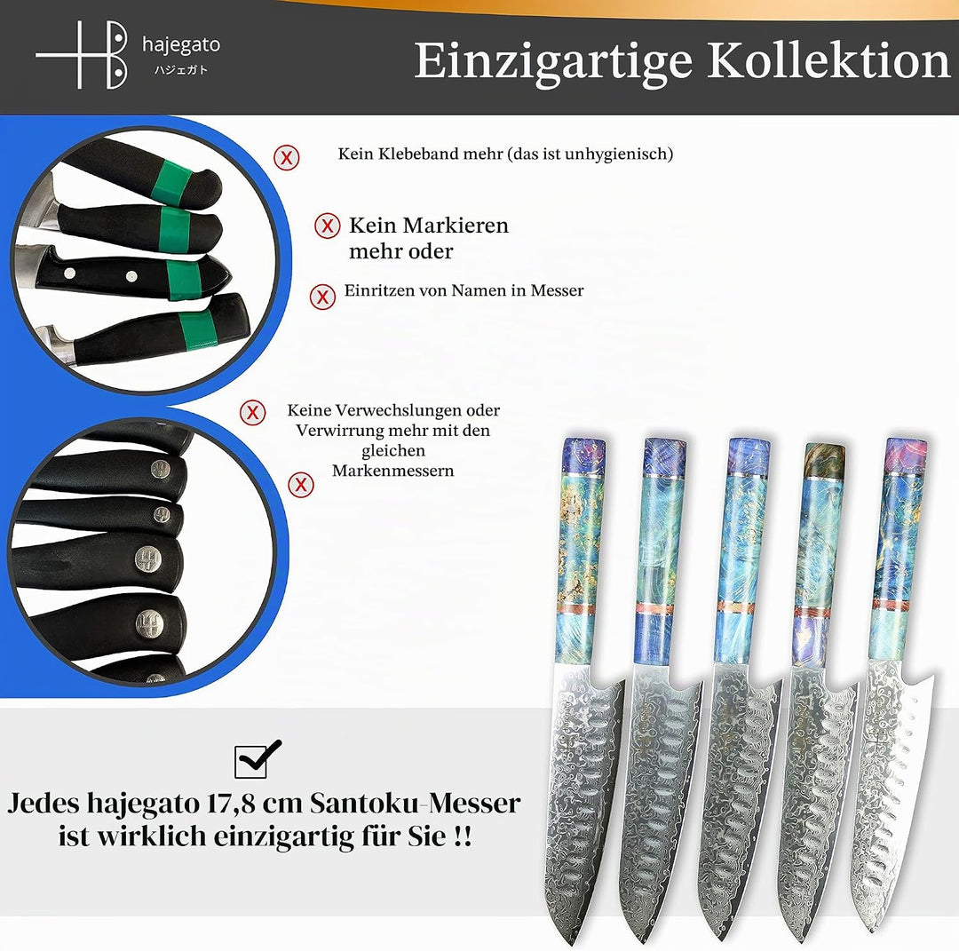 Hajegato Damastmesser - Einzigartiges Griff Kochmesser Profi Japanisches VG10 - 67 Schichten Damasts