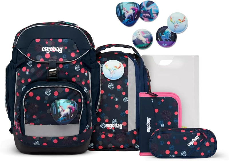 ergobag Pack Reflex Glow - Schulrucksack Set 6tlg. PhantBärsiewelt - Lila Einheitsgrösse