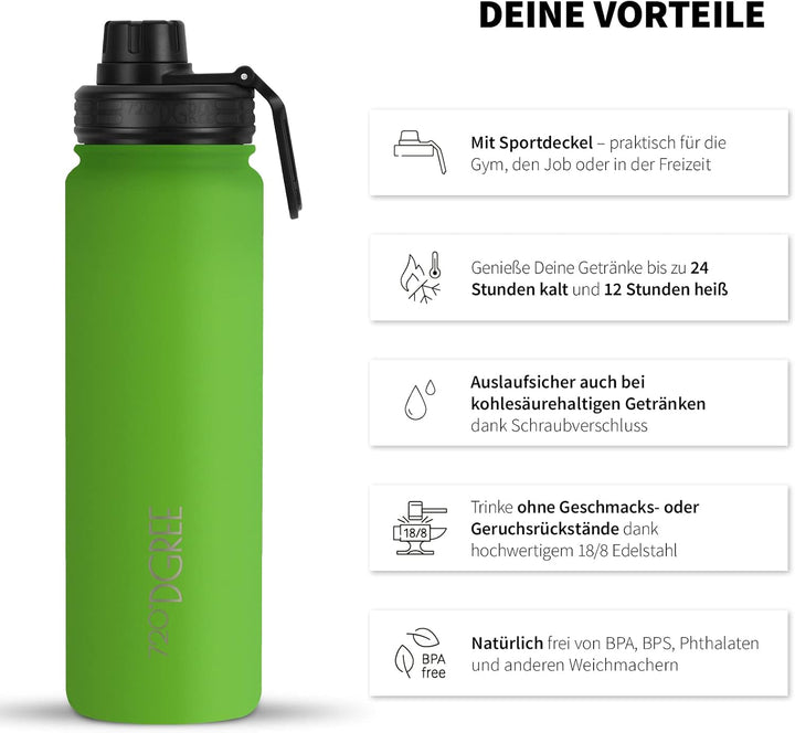 720°DGREE Edelstahl Thermo Trinkflasche 530ml “noLimit” +Früchtebehälter - Auslaufsicher, Kohlensäur