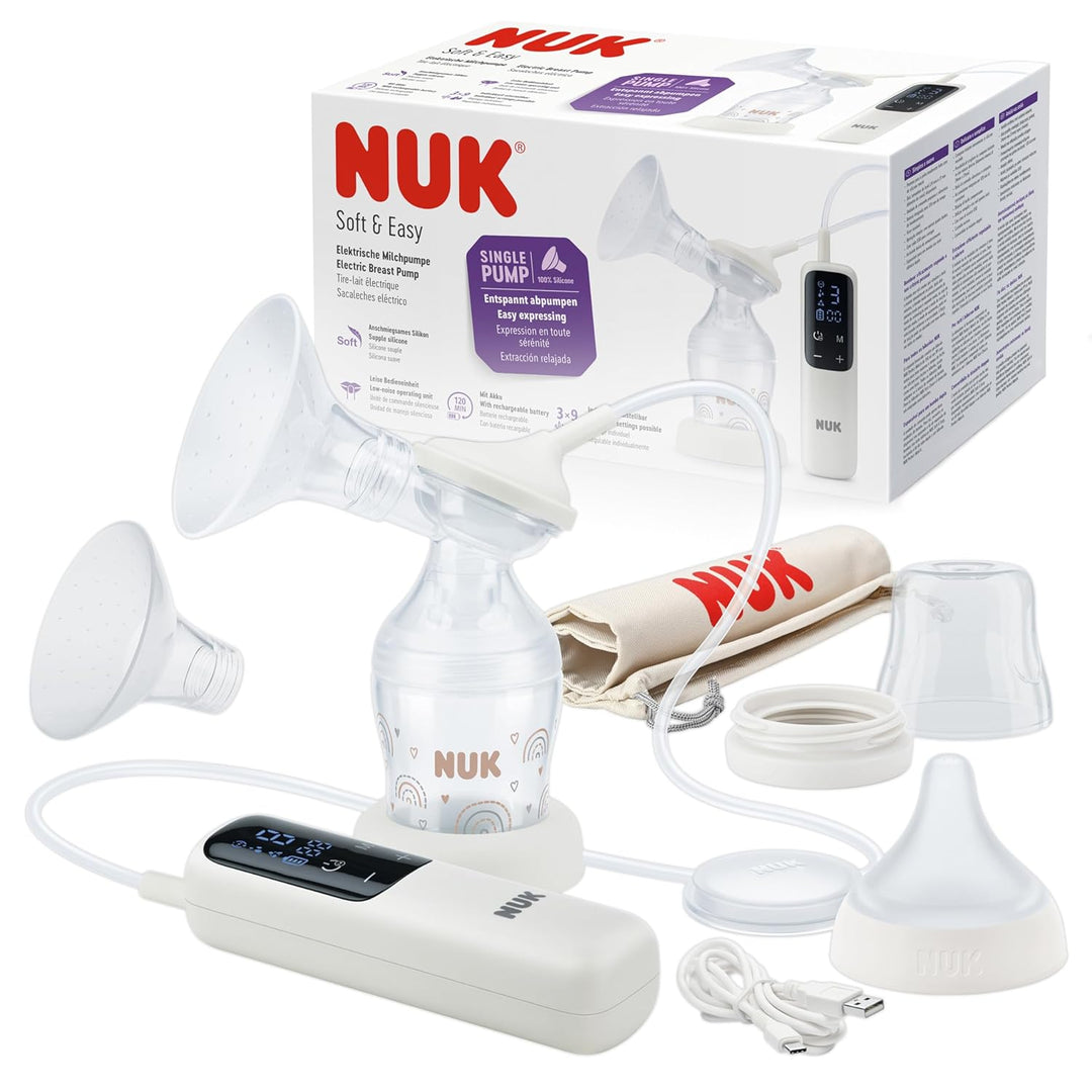 NUK Soft & Easy elektrische Milchpumpe | Brustaufsätze aus 100 % Silikon | Klein, leicht und leise |