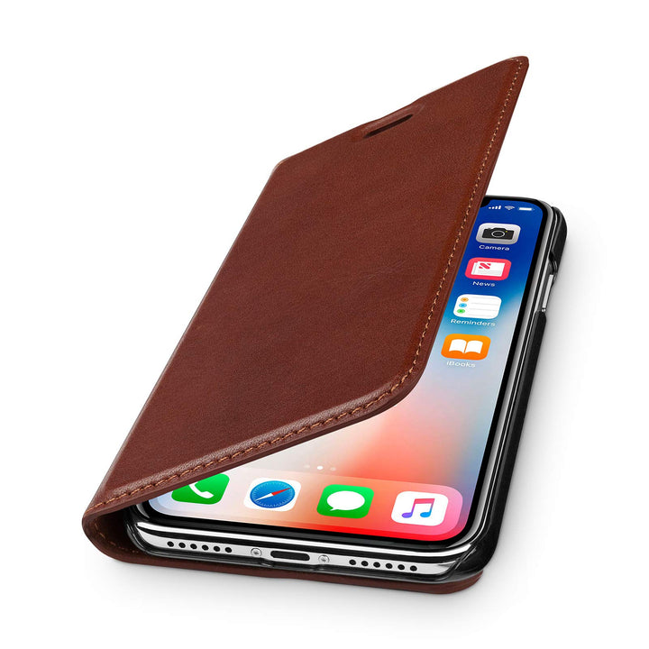 WIIUKA Echt Ledertasche - TRAVEL Nature - für Apple iPhone XR - DEUTSCHES Leder - Vintage Braun, kab