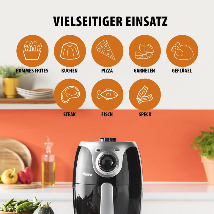 Tristar Mini-Heissluftfritteuse/Airfryer mit 2 Liter, mit Thermostat und Timer, Antihaftbeschichtung