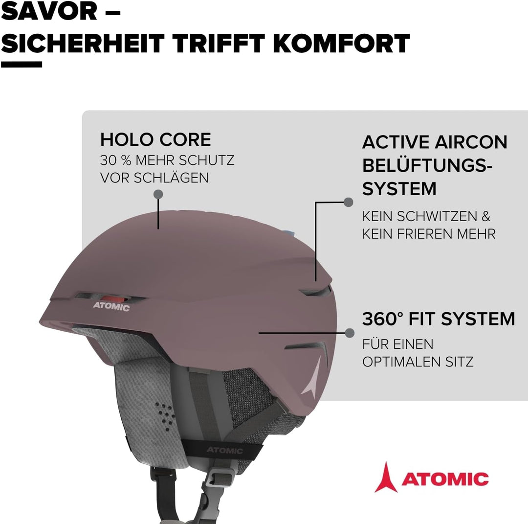 ATOMIC SAVOR Snowboard- & Ski-Helm mit 360° Fit System & Active Aircon Belüftungssystem - Holo Core