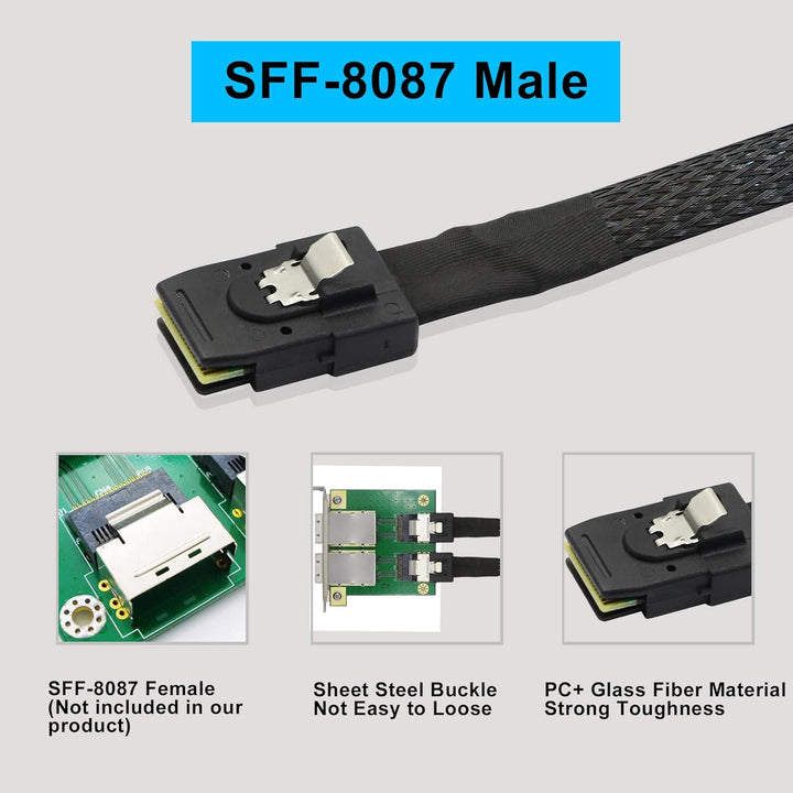 GINTOOYUN Mini SAS auf SAS Kabel 36 Pin SFF-8087 auf 4 SFF-8482 29 Pin Kabel mit SATA Power für SAS