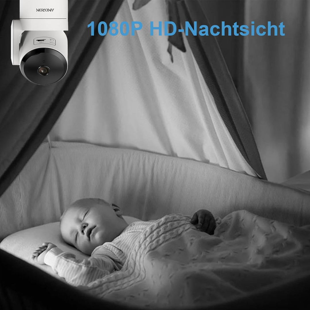 Überwachungskamera Innen 360° WLAN Kamera Überwachung mit Bewegungserkennung, 2 Wege Audio, 1080p Na