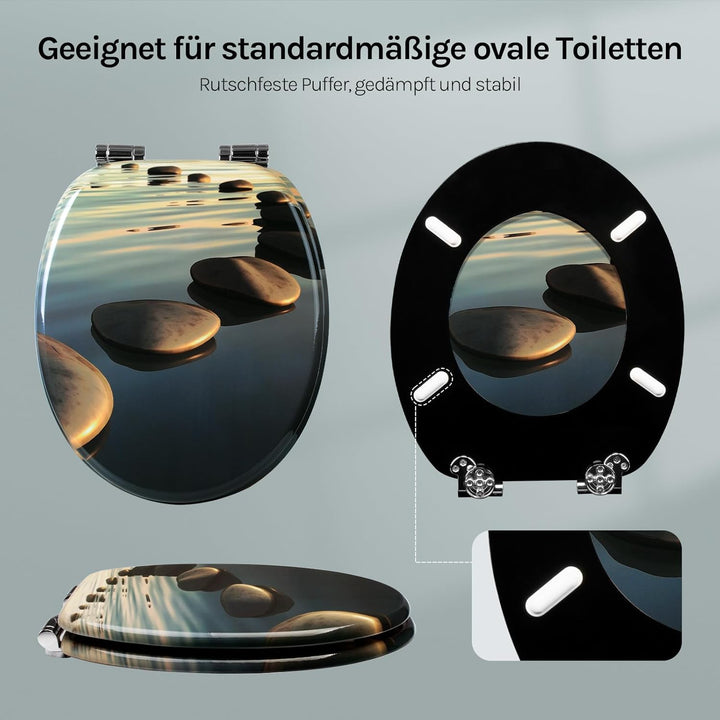 WOLTU #2 Premium WC-Sitz Toilettensitz mit Absenkautomatik, MDF Holzkern, Softclose Scharnier, Antib