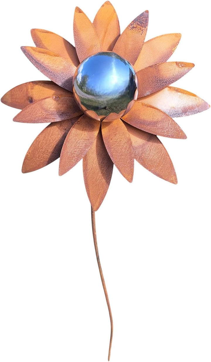 Bornhöft Gartenstecker Blume Metall Gartendeko Rost Edelrost rostiger Beetstecker 110cm Deko Rostfig