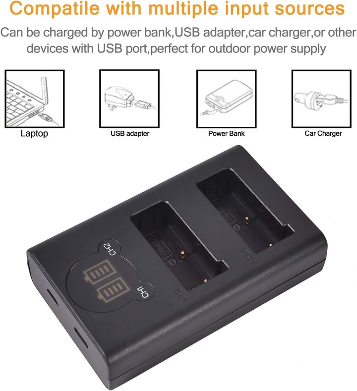 DSTE EN-EL9A EN-EL9 Ersatzakku (2er Pack) und Smart LED Dual USB-Ladegerät Kompatibel mit Nikon D40